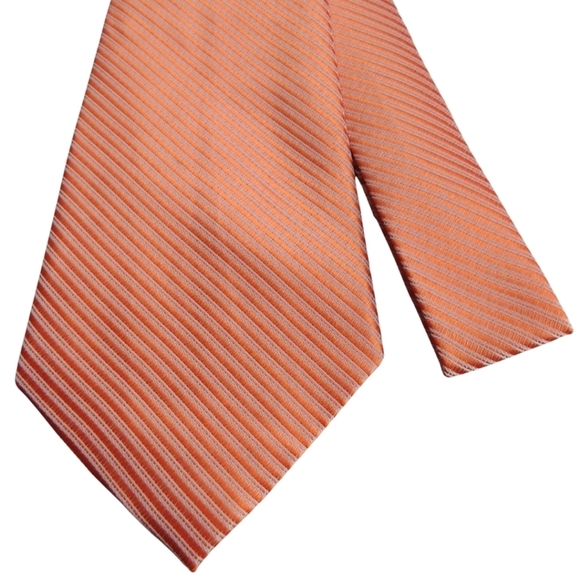 ✨ Two Tone Orange Stripe Handmade Silk Tie - Picture 1 of 6